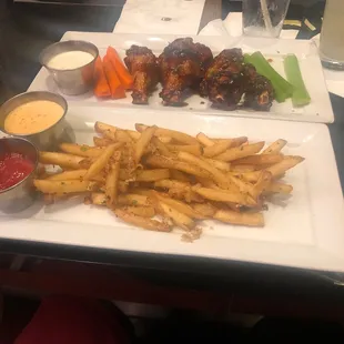 Garlic fries and wings