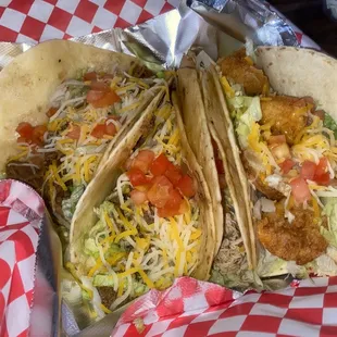 Steak, beef, Chicken &amp; Shrimp Taco