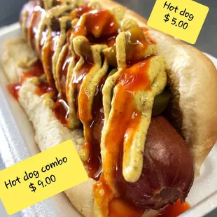 Hot dog come with tomato,  lettuce, onion, catchup and mustard