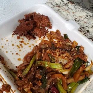 Food it good but they are very cheap with the meat! This was is the Mongolian beef lunch meal