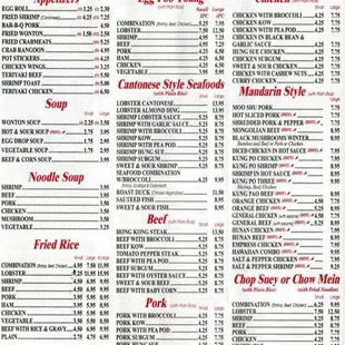 Menu (don&apos;t own copyrights)