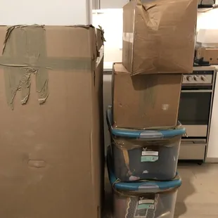 "Fragile" boxes at top