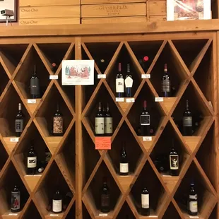 a display of wine bottles