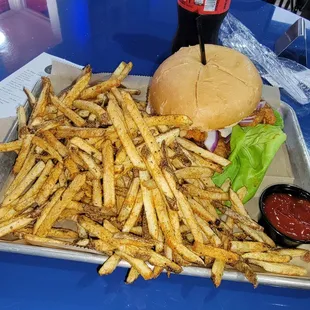 Hot chicken sandwich with fries.  Picture does not do it justice.