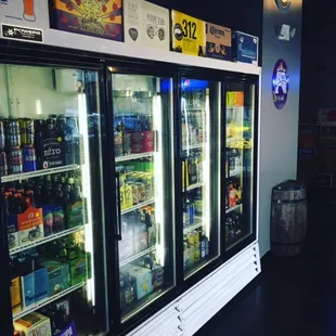 a display of beverages in a store