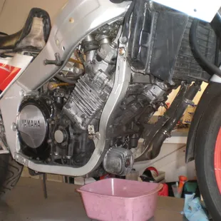 Yamaha FZR 1000 during restoration.