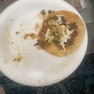 I had six of these and I remembered right before chowing the last one to get you a picture. Asada Taco. Soooo gooood.