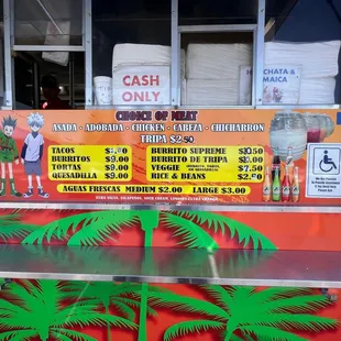 Menu (CASH ONLY)