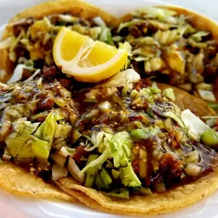 These are some of the best tacos around, the salsa is very good..