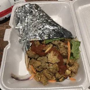 Chicken shawarma pita spicy Mediterranean style