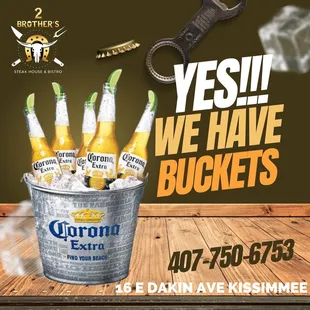 a bucket of corona beer
