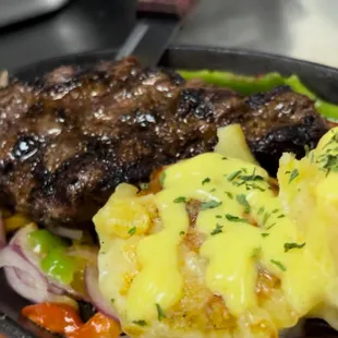 steak and potatoes