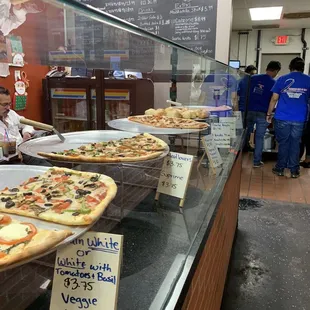 Inside pizza display