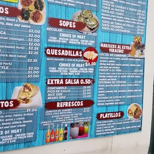 Updated menu as of May 2020