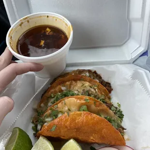 The birria tacos!