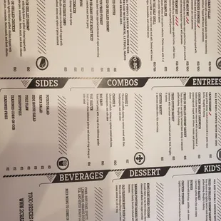 a menu for a restaurant