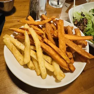 Regular and sweet potato fries