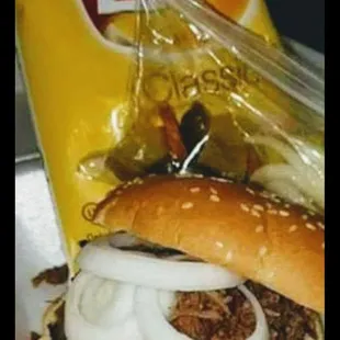 Smoked Chopped Brisket Sandwich Combo..