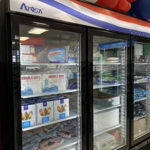 Frozen seafood section