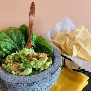 Molcajete Guacamole with chips