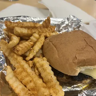 Burger and fries