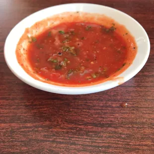 Spicy and delicious salsa and crispy chips.