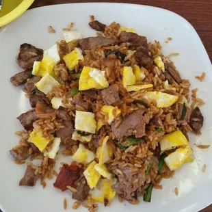 Peruvian rice dish with bacon!