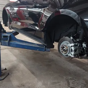 Ford Mustang ready for a comprehensive break repair. Ensure safety with expert brake repairs from our skilled team.