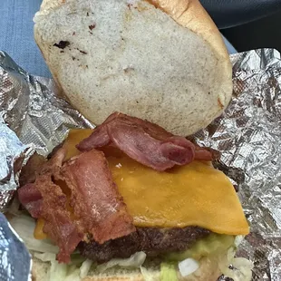 The burger had great flavor and the bacon was crispy just the way I like it.