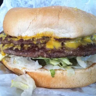 Double cheeseburger with jalapenos