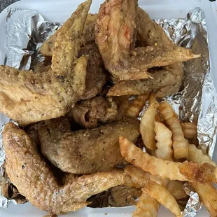 12 pc wings with 7 fries