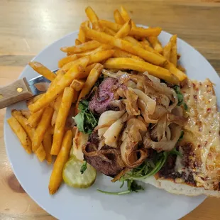 Steak sandwich and fries