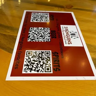 QR codes for menus