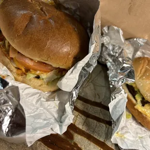 bass burger and one of the black bean burgers