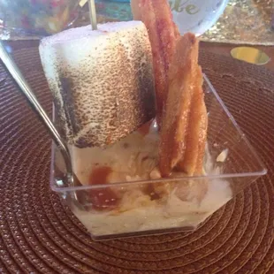 Toasted marshmallow ice-cream with churros!! Oh my!!