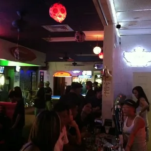 a group of people in a restaurant