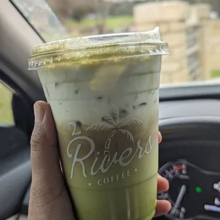 Iced Matcha Cold Foam with 1 shot of espresso - delicious!