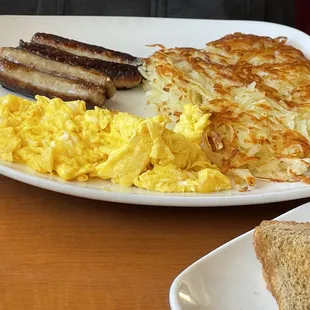 Sausage eggs and hash browns