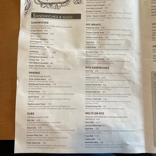 the menu
