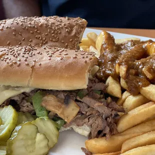 Philly Steak Sub with chilli fries