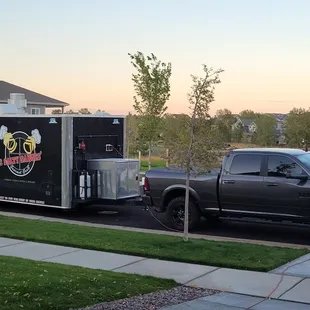 a truck parked on the side of the road