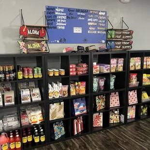 Decals up top and snacks below