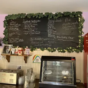 a menu on the wall