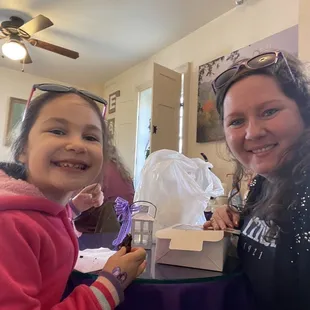Me and my daughter inside the bakery and cafe. Notice the lovely lanterns on the table