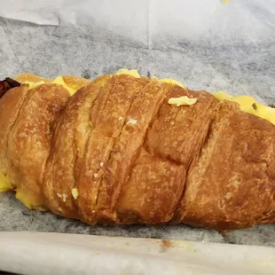 Bacon egg cheese and jalapeno croissant