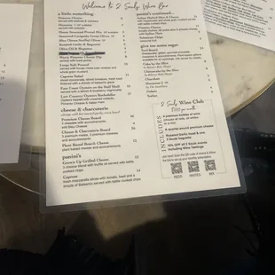 Wine tasting food menu