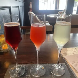 Mimosa flight. Blueberry, blood orange, pineapple.