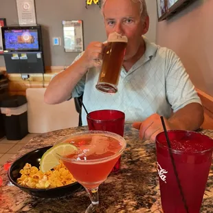 Tall beer and husband
