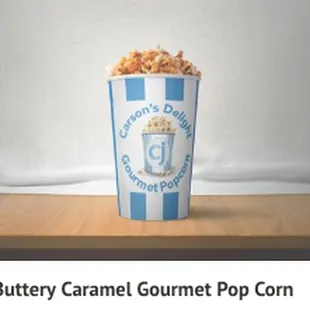a popcorn cup with popcorn in it
