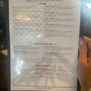 Brunch menu is superb